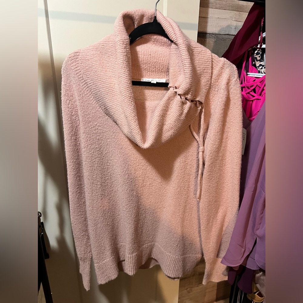 Cleo Women’s Cozy Pink Cowl Neck Sweater